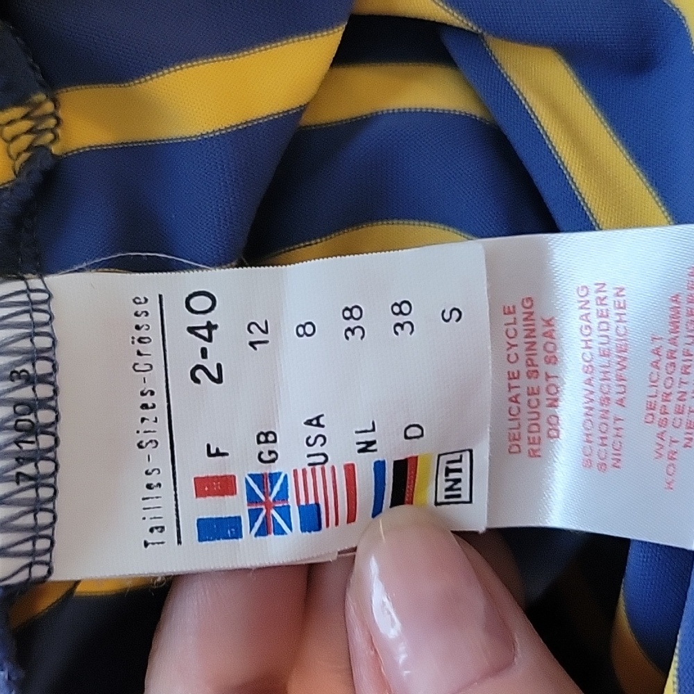 Saint James Garde-Côte III UV-Protective Blue Yellow Breton Stripe Top | Size 8 - Picture 4 of 5